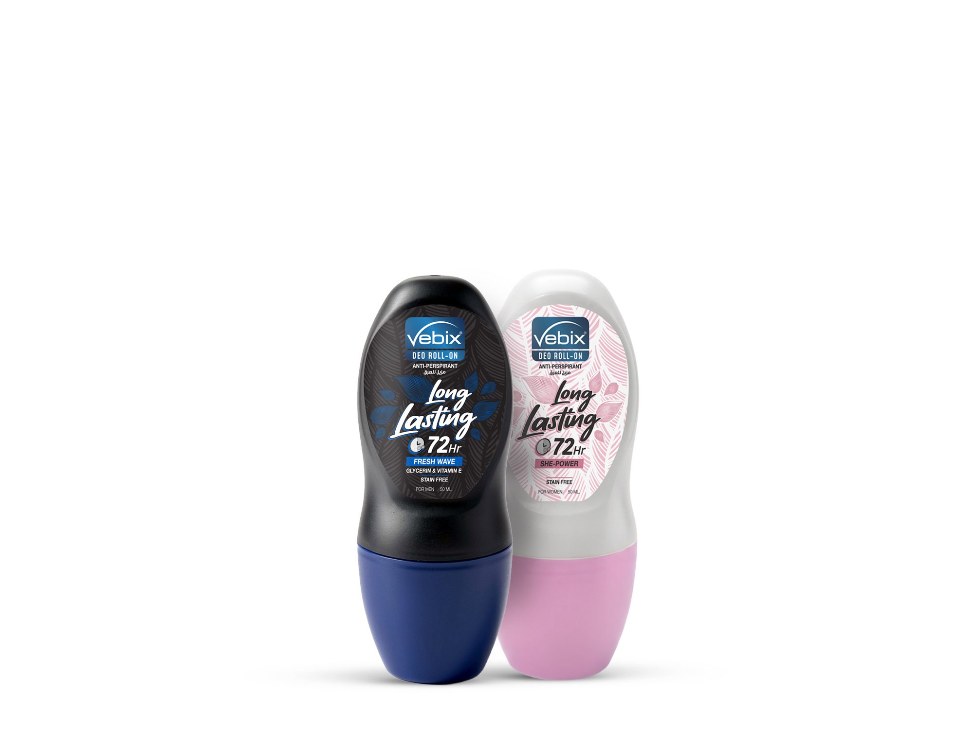 vebix 72 (fresh wave+she power)-may-26 Vebix Roll-On Fresh Wave Men's + She Power Women's 50ml 72 Hour Protection - Image 1